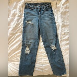 Old Navy Women's Distressed Straight Leg Jeans - Blue